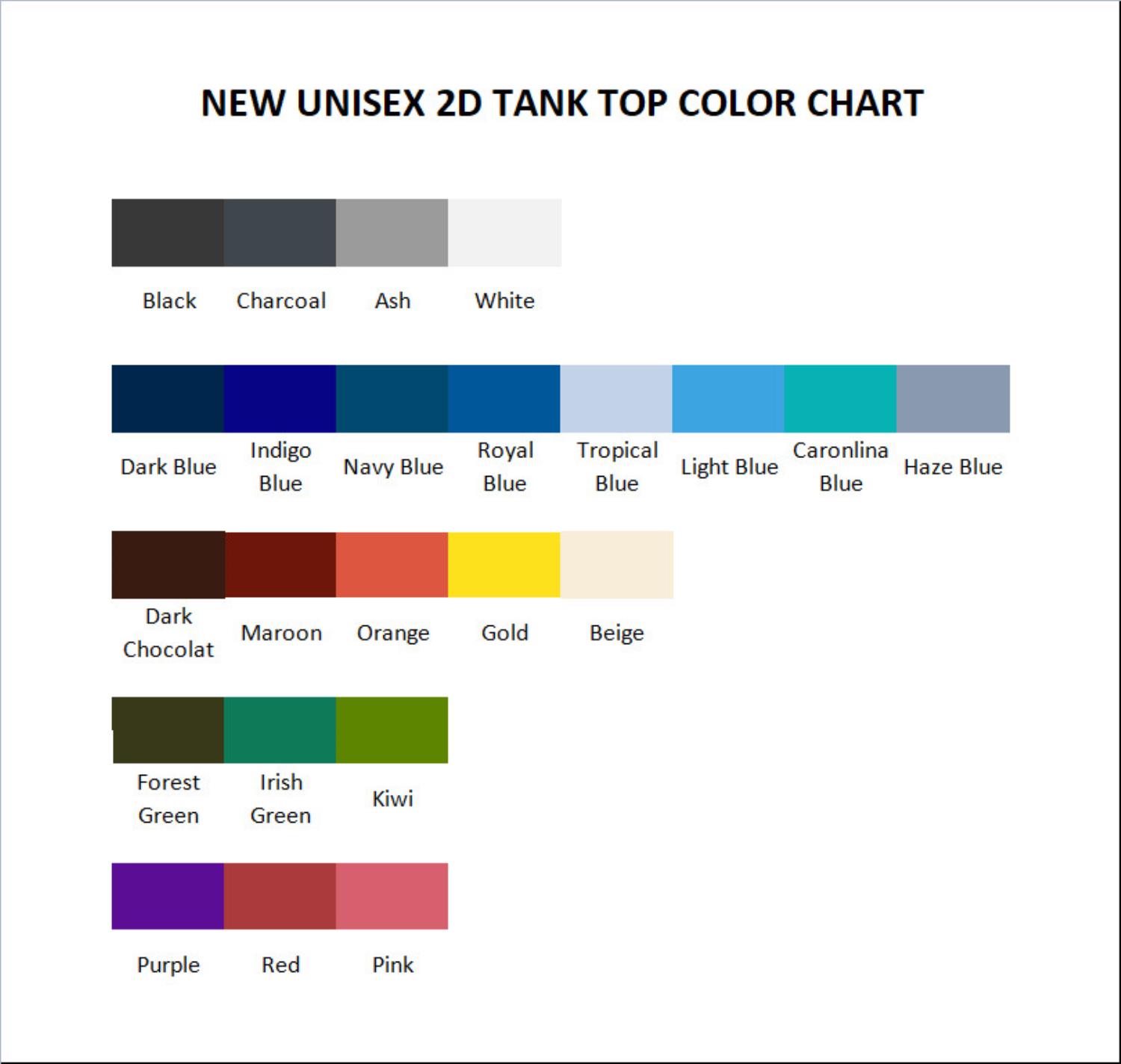 tank top color chart - Monogatari Store