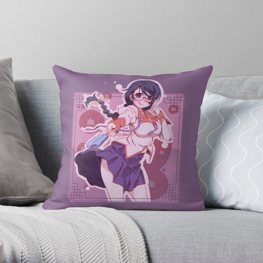 Monogatari Series Tsubasa Hanekawa Throw Pillow