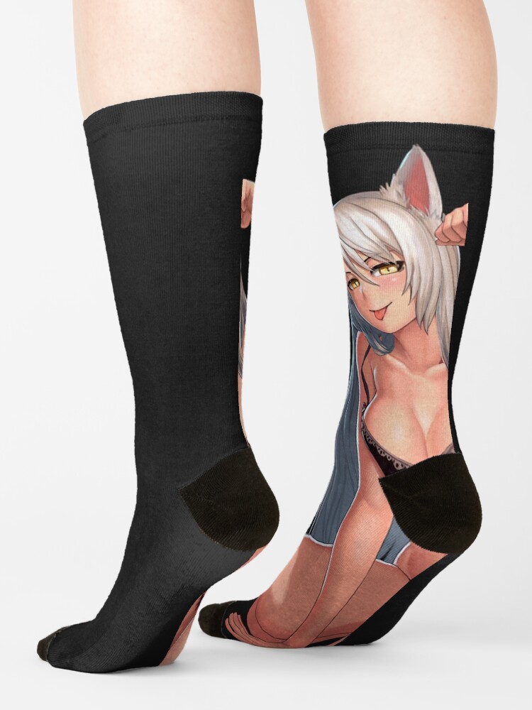 Black Hanekawa Monogatari Sexy Hentai Anime Socks - Image 2